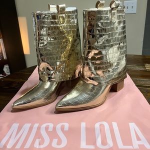 Gold - Western Ankle Boots